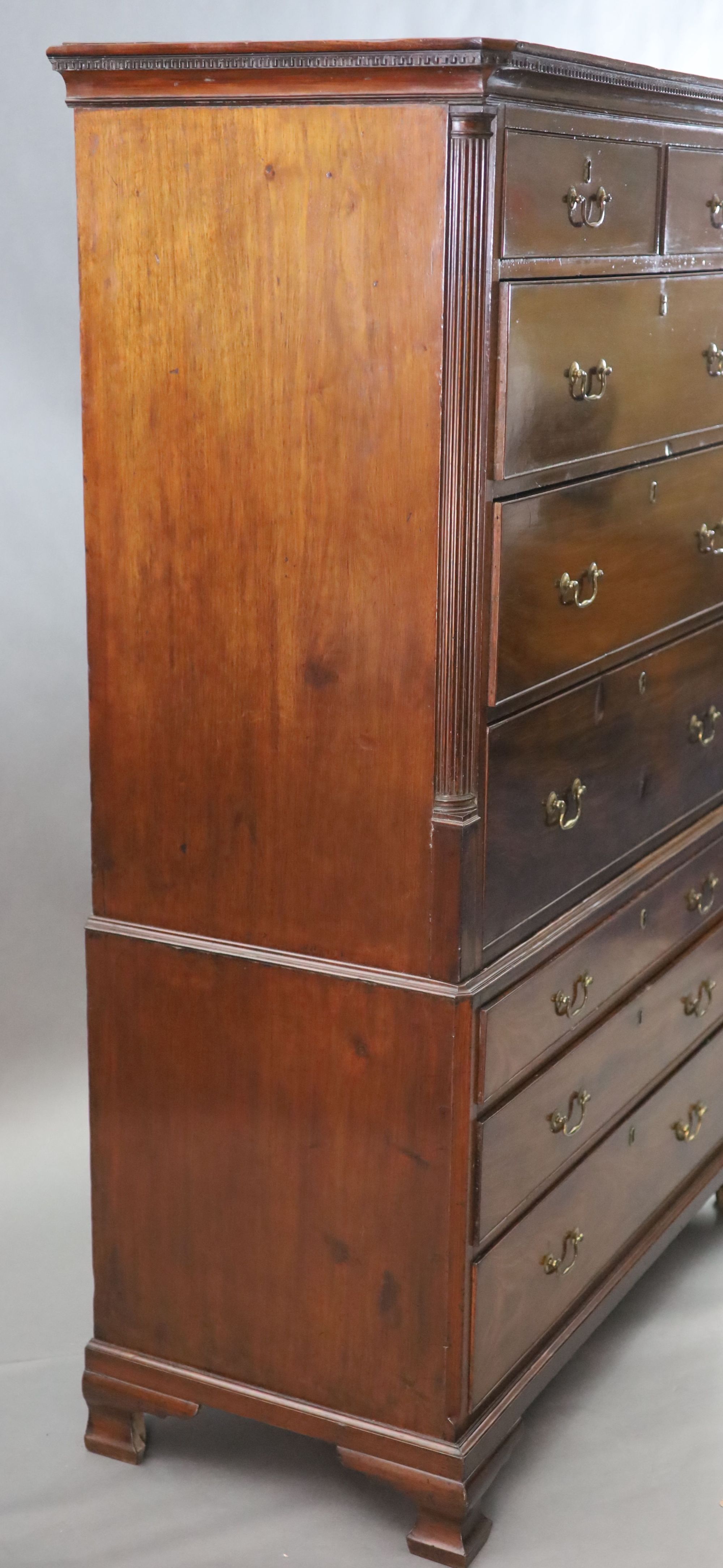 A George III mahogany chest on chest, W.3ft 10in. D.1ft 10in. H.5ft 10in.
